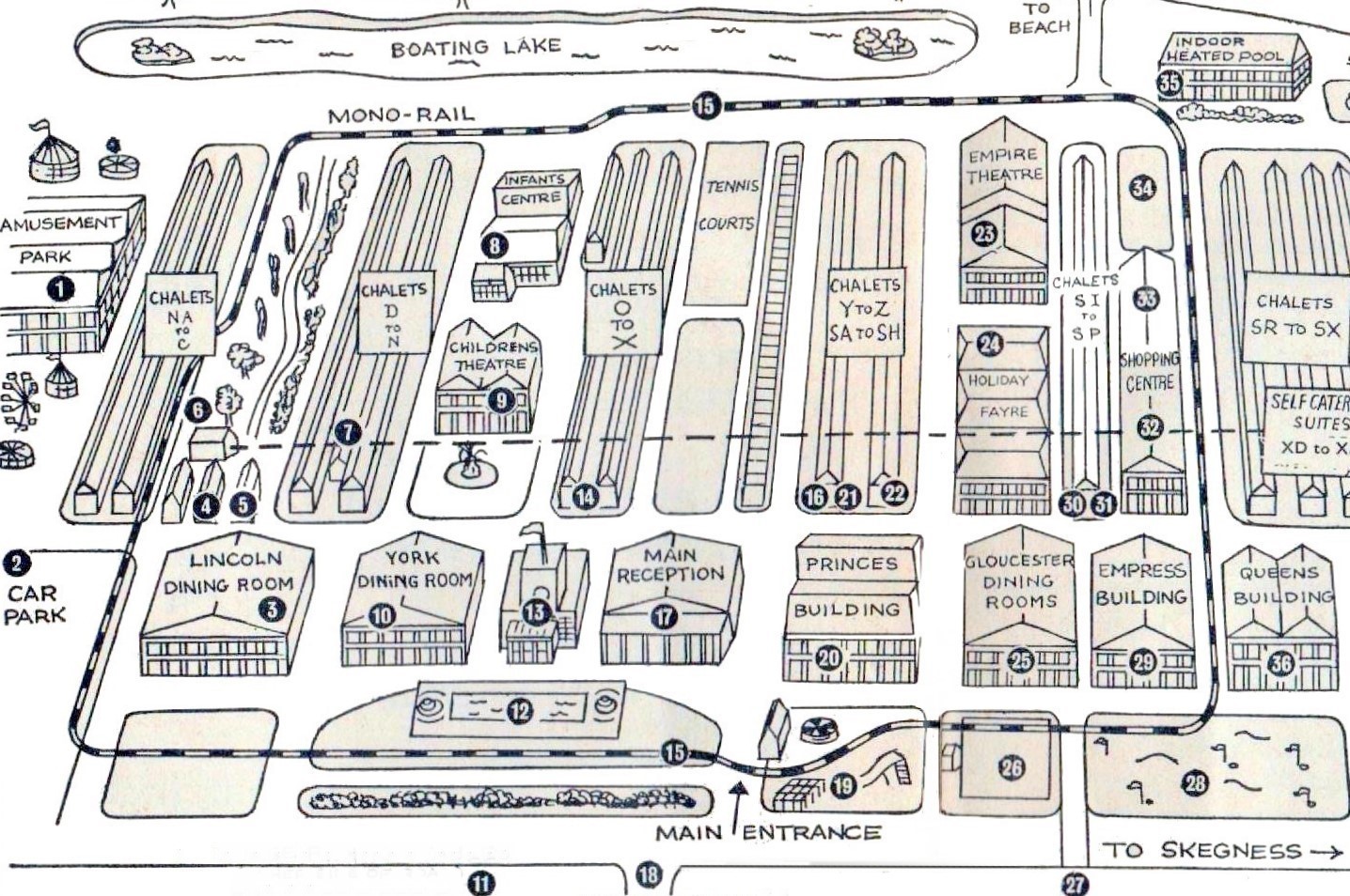 Butlins Skegness monorail route